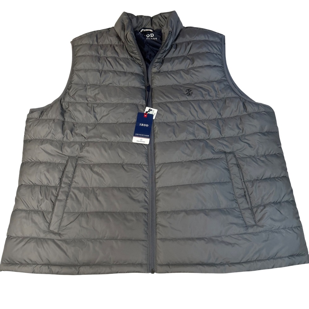 IZOD Advantage Performance Puffer Vest‎ Mens 2XL Gray Wind Resistant 45G0026030